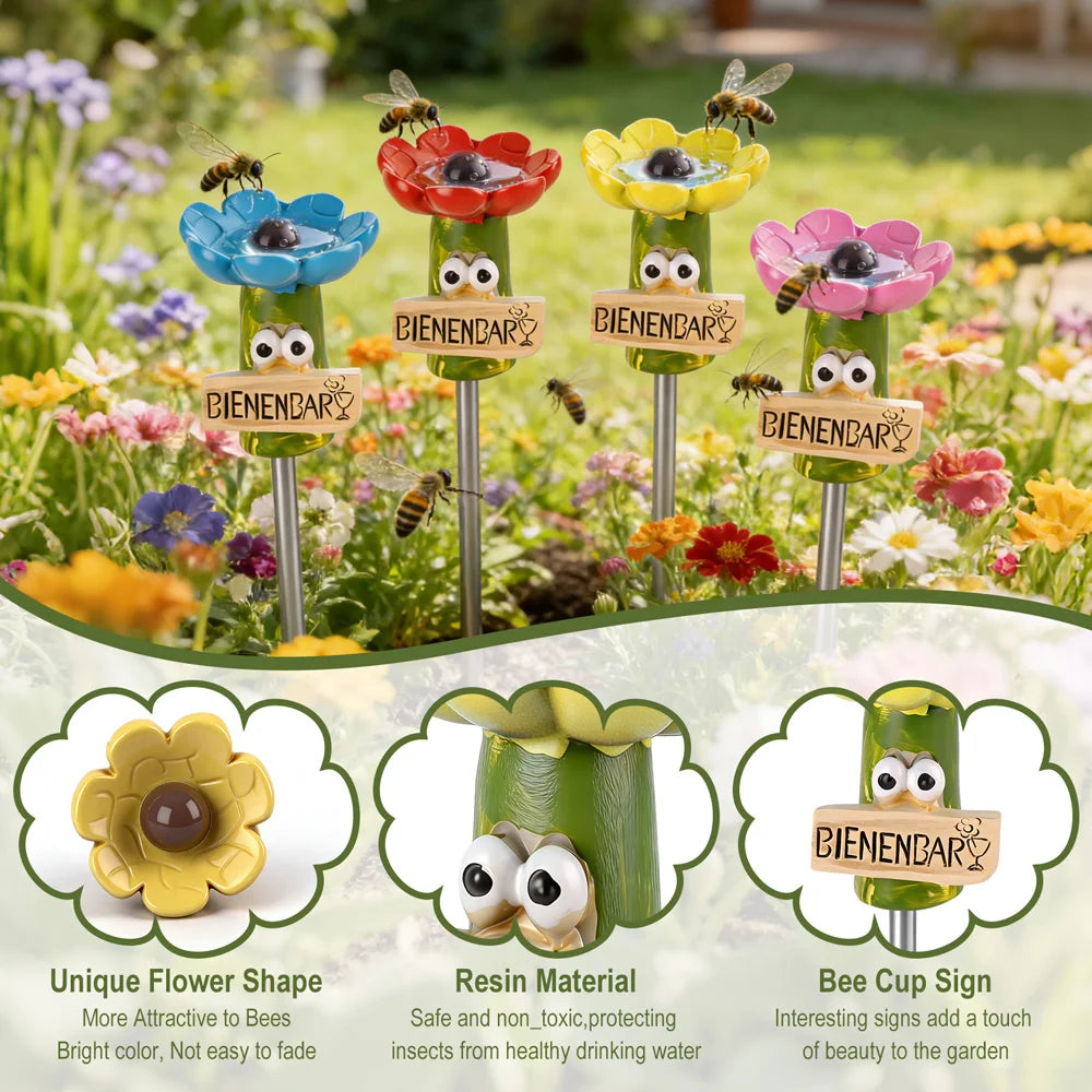 4-Pack Flower Bee & Butterfly Watering Station Garden Feeder Garden Pollinator Feeder Qst