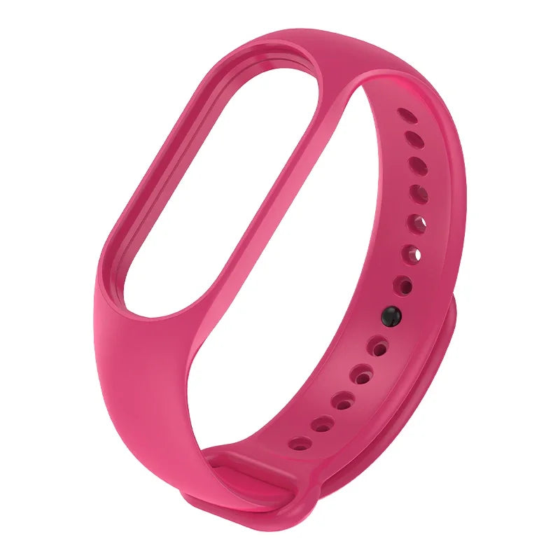 Silicone Strap for Xiaomi Mi Band 3 4 5 6 7 | 43 Colors Silicone Watch Strap Qme Rose red Mi band 5 6 7