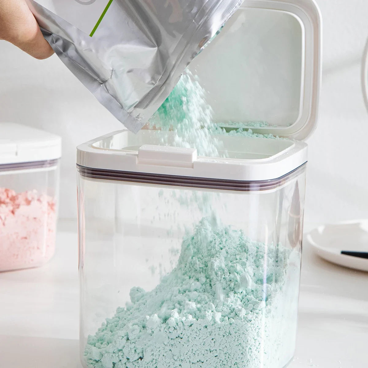 Large Capacity Face Mask Powder Storage Container – Pop-Up Lid Beauty Storage Container Qme