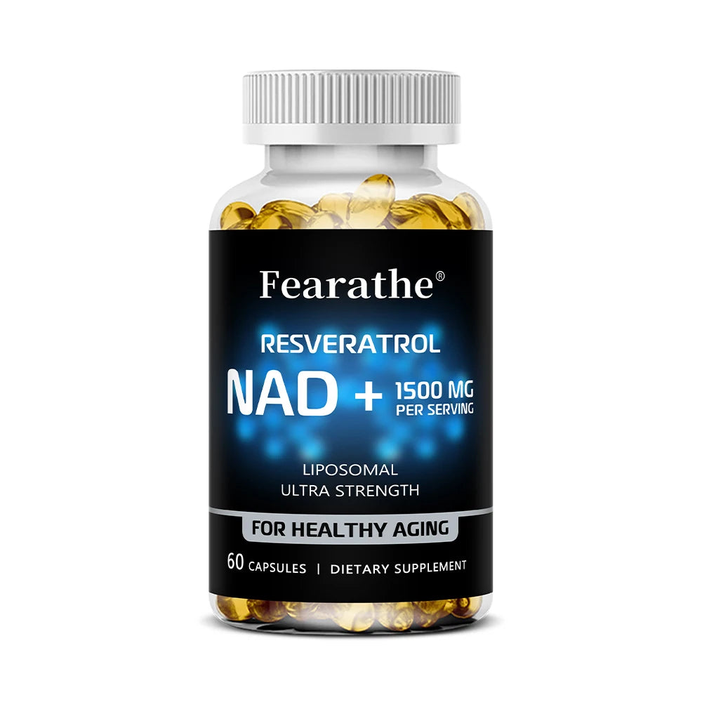 NAD+ Resveratrol 1200mg Capsules – Energy & Cellular Health Anti-Aging Supplement Qst 60 count-1bottle
