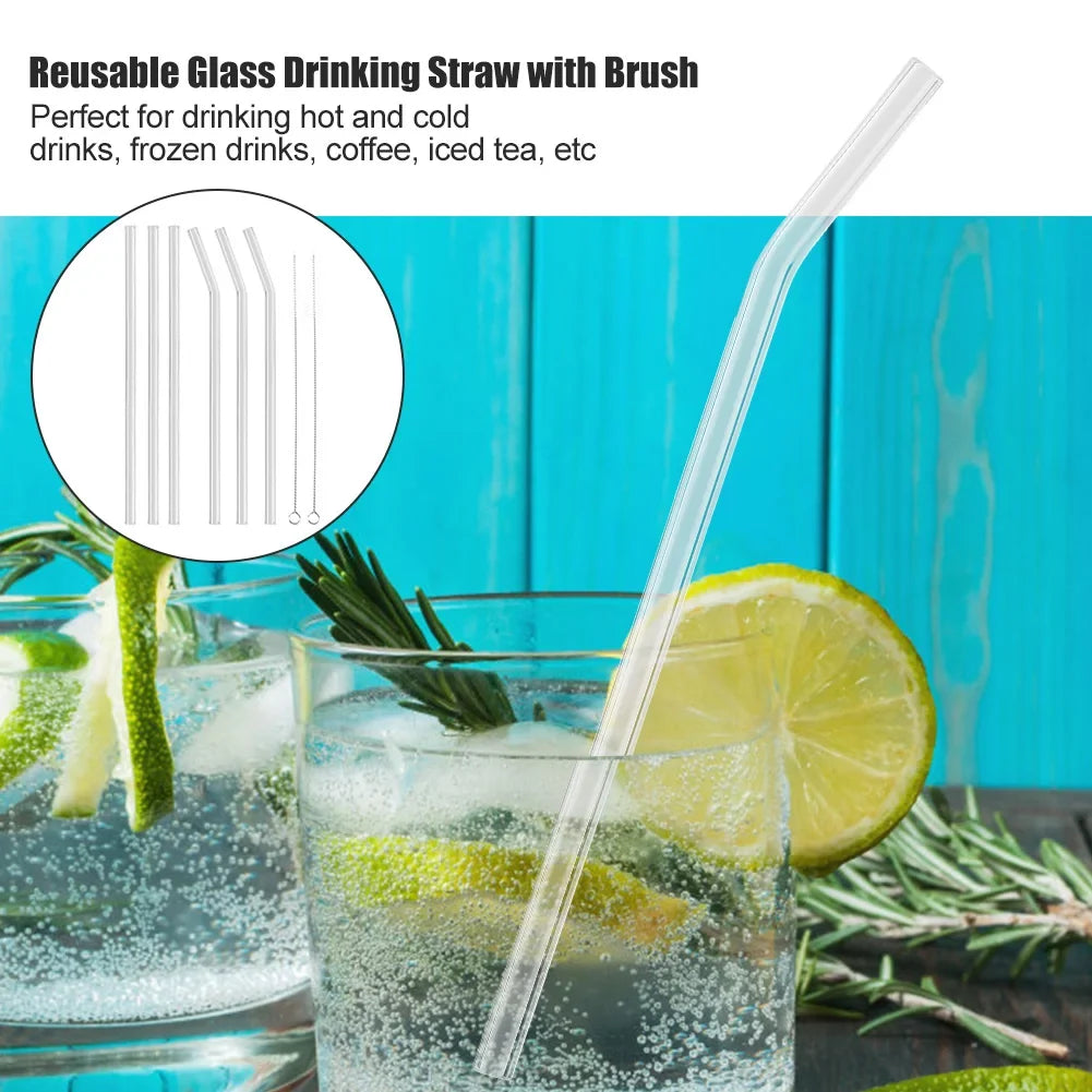 Reusable Glass Drinking Straws with Cleaning Brush – BPA Free Glass Drinking Straws Qme