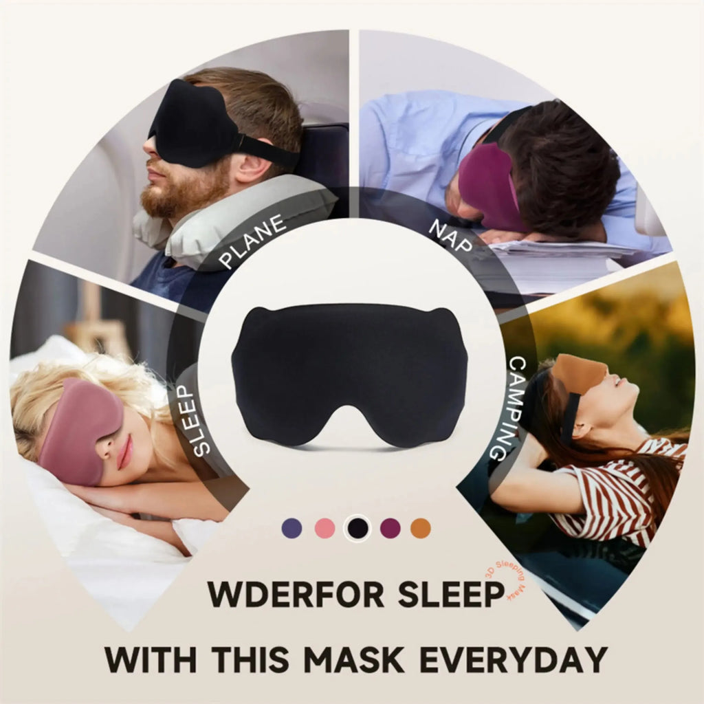3D Blackout Sleep Mask – Soft Contoured Eye Mask for Travel Sleep Eye Mask Qme