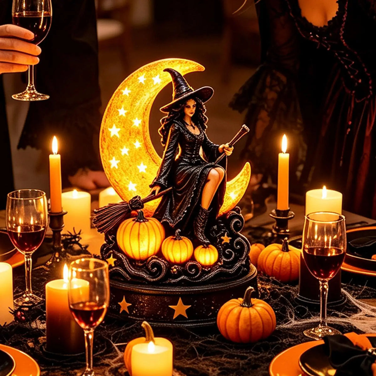 Gothic Witch LED Table Lamp | Spooky Halloween Figurine Decor Gothic Table Lamp Qme
