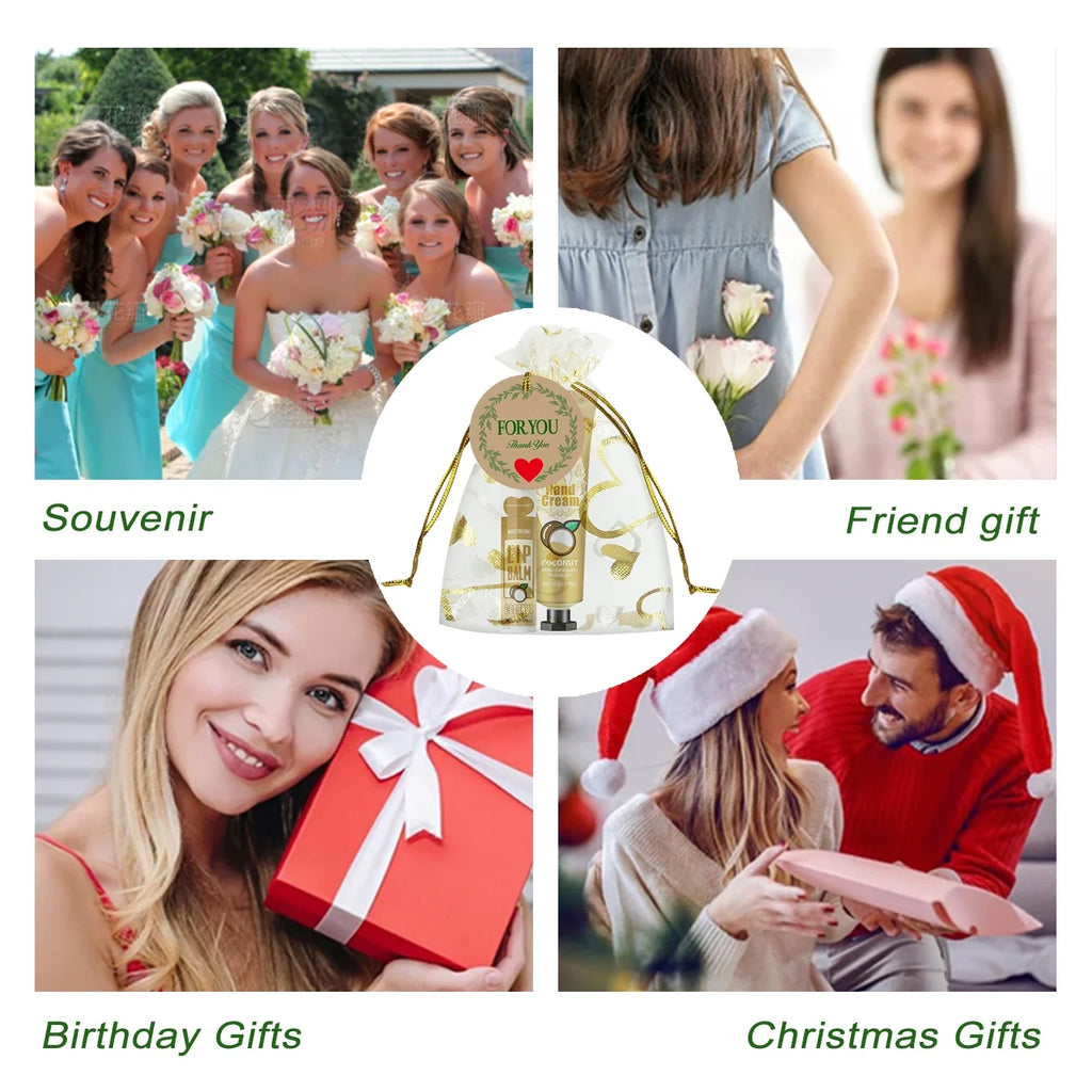 Wedding Guest Gift Set – Hand Cream, Lip Balm & Card (6 Sets) Wedding Gift Set Qme