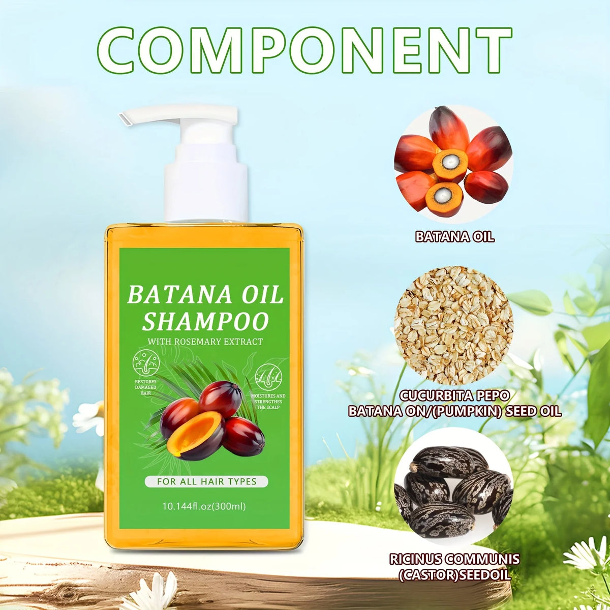 Organic Batana Oil Shampoo with Rosemary – All Hair Types Nourishing Shampoo Qst
