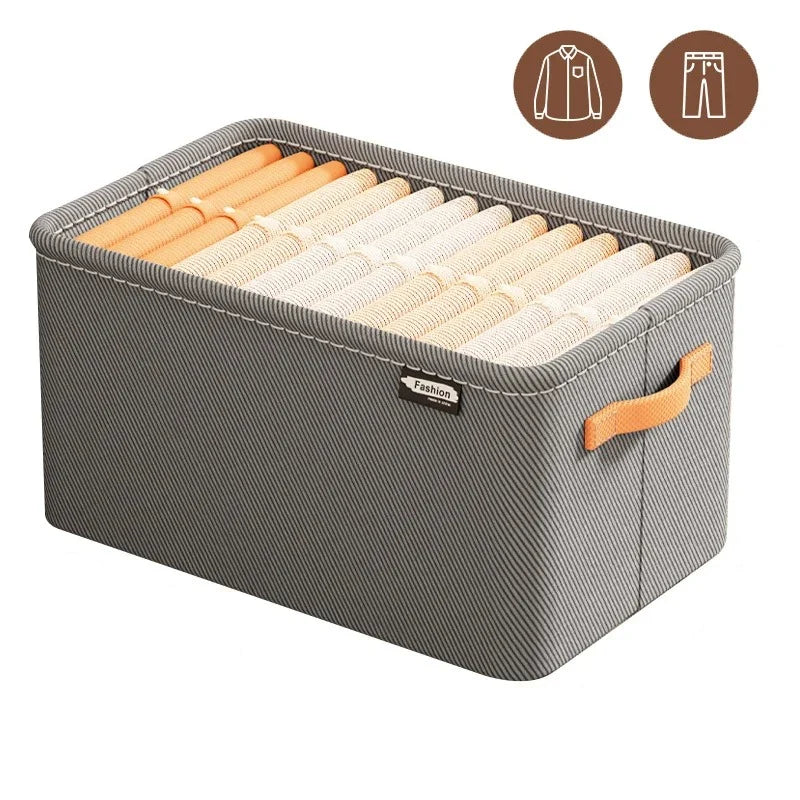 Large Capacity Foldable Storage Basket | Non-Woven Fabric Foldable Storage Basket Qme grey 48x28x25CM
