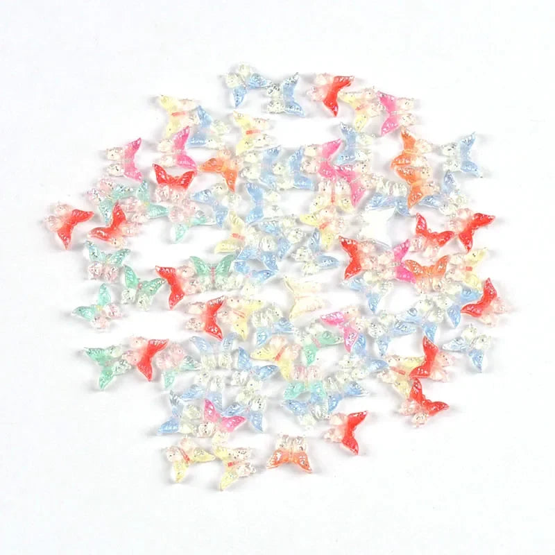 50pc Butterfly Bow Resin Flatback Cabochons – Nail Art & DIY Nail Art Embellishments Qme