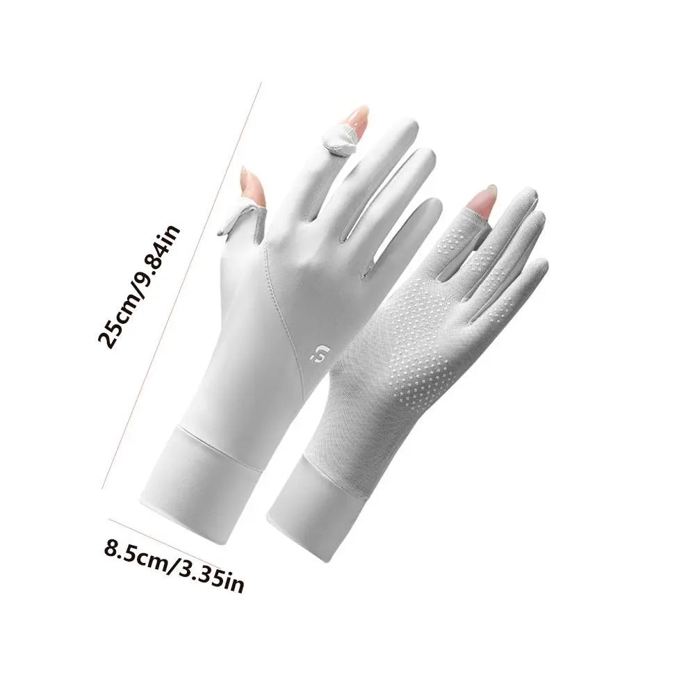 Ice Silk Sun Protection Gloves – Touchscreen Fingerless UV Block Sun Protection Gloves Qme