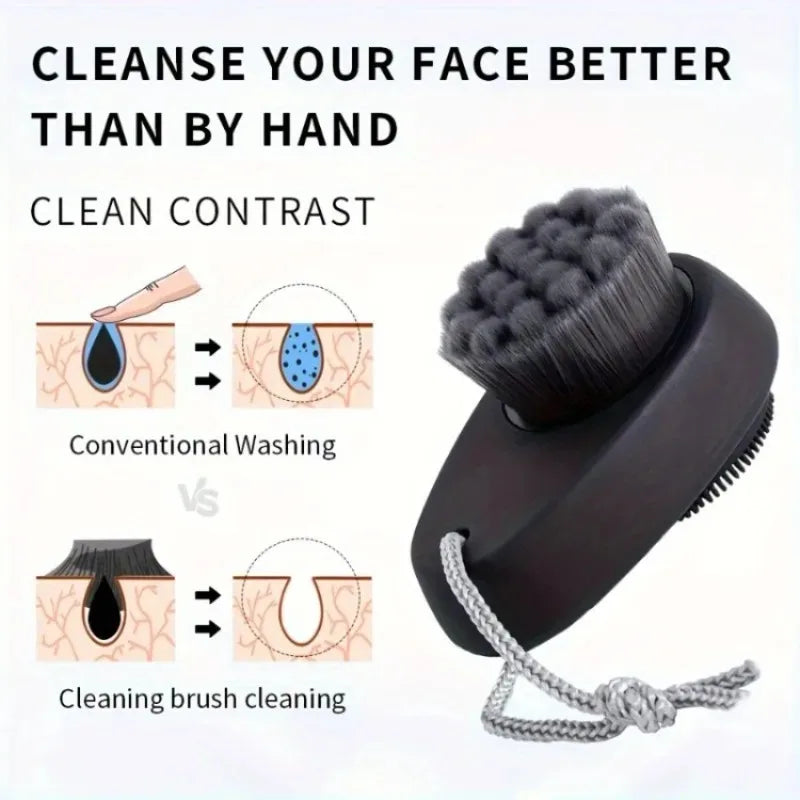 Double-Sided Facial Cleansing Brush | Nylon & Silicone Head Facial Cleansing Brush Qme