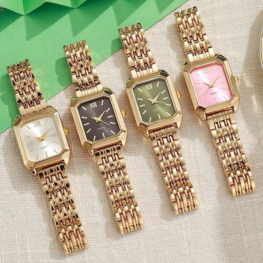 Women's Luxury Quartz Watch & LOVE Bracelet Set | Alloy Band Women's Watch Set Qme