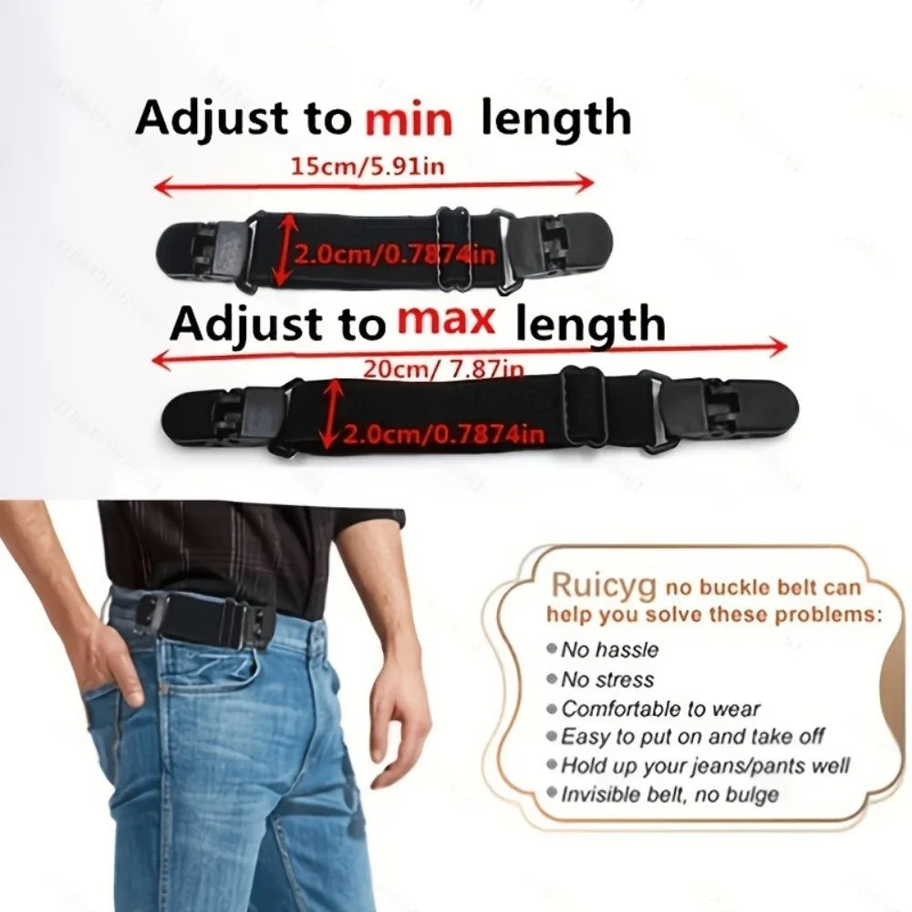 Elastic Hidden Belt Adjustable Waist Strap for Pants – 2 Pack Elastic Waist Belt Qme