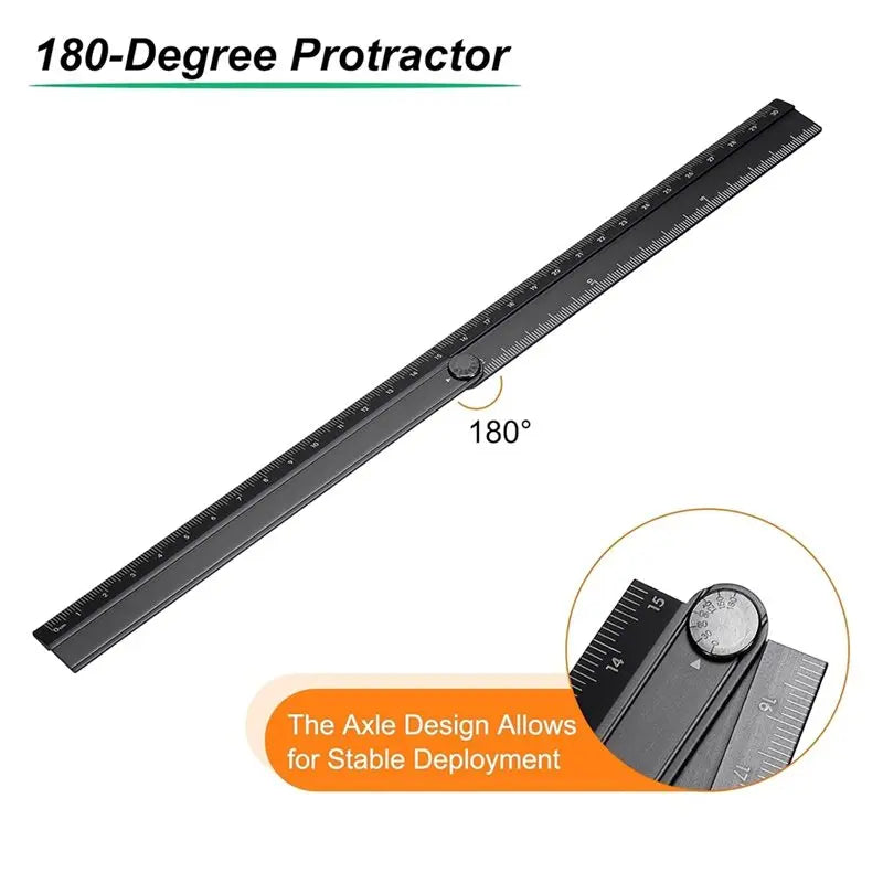 Aluminum Alloy Folding Ruler 30cm Metric Protractor Set 2pcs Folding Ruler Set Qme