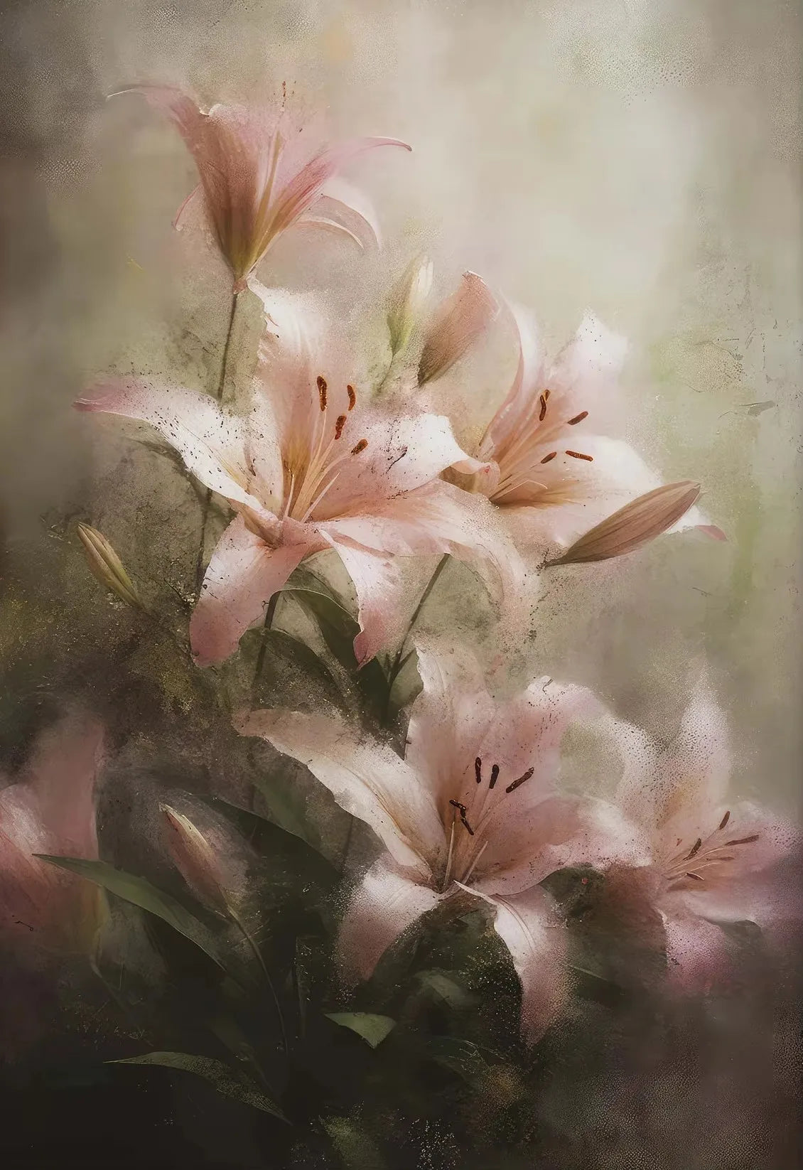 Floral Canvas Art Print – Lily & Clove Bouquet Wall Decor Canvas Art Print Qst SKU-06 50x70cm Unframed