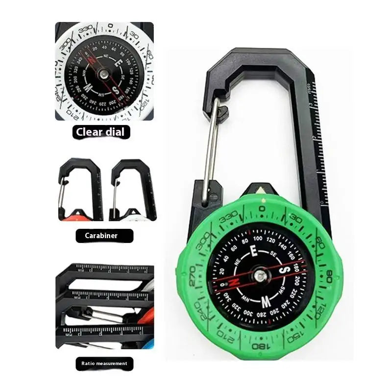 Luminous Compass Carabiner Keychain – Glow ABS Outdoor Tool Compass Keychain Qme