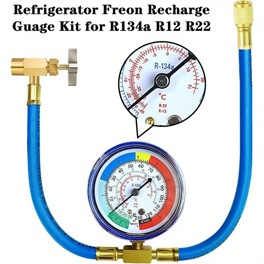 R134A Refrigerant Charge Hose Kit with Bullet Piercing Valve Refrigerant Charge Kit Qme