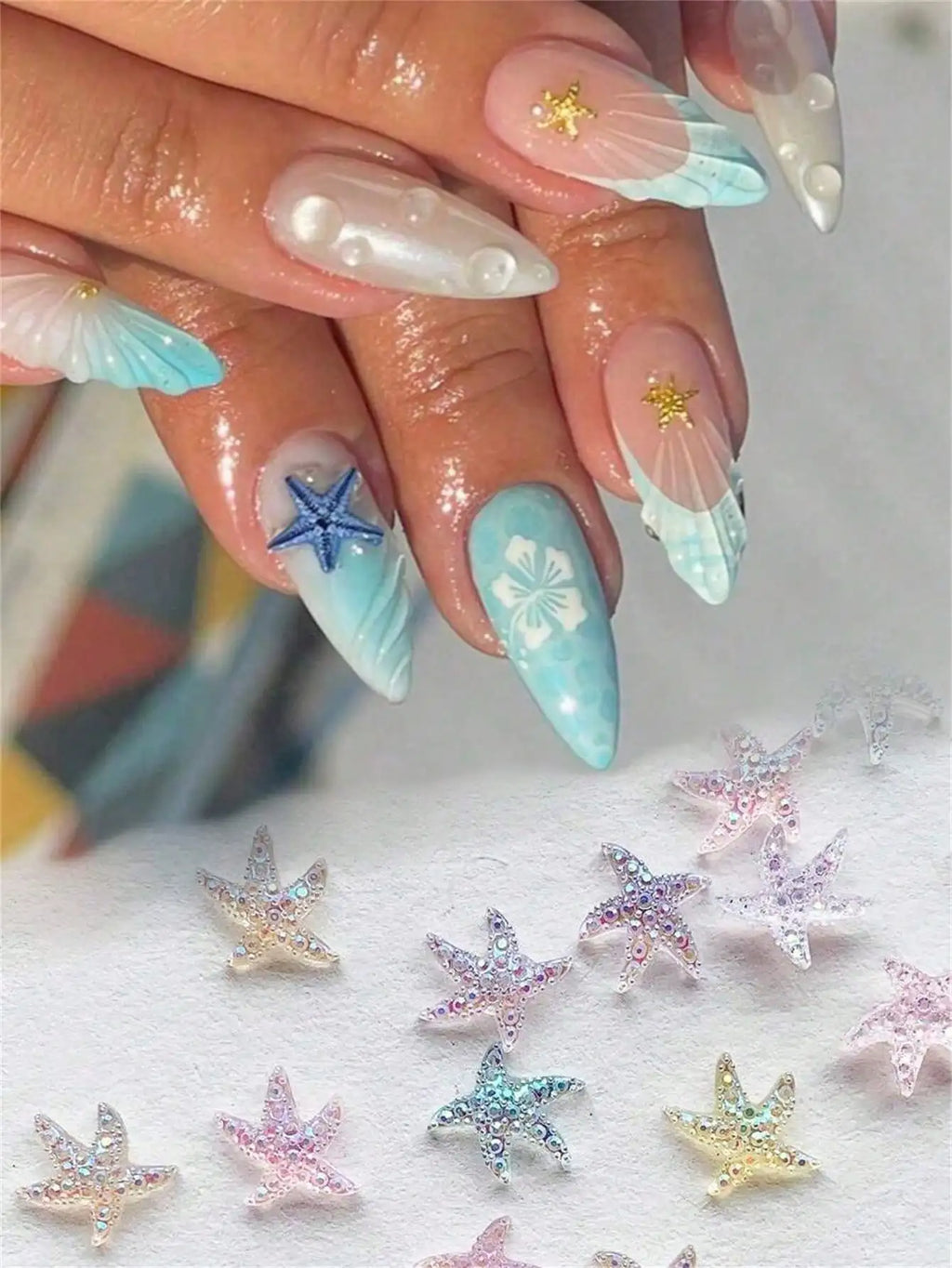 Ocean Sea Star Shell 3D Nail Art Decorations 50pcs | Qme 3D Nail Decorations Qme