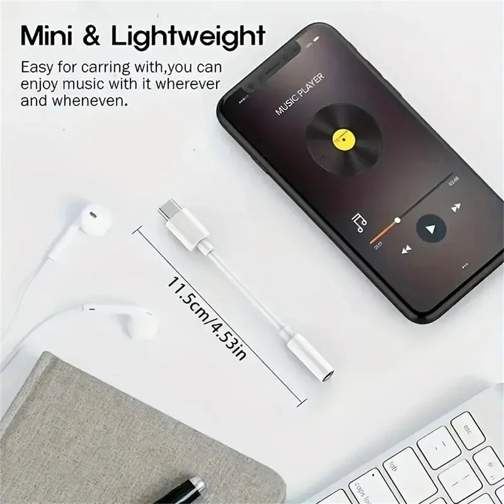 USB-C to 3.5mm Aux Adapter with DAC | Hi-Res Audio Headphone Aux Adapter Qme