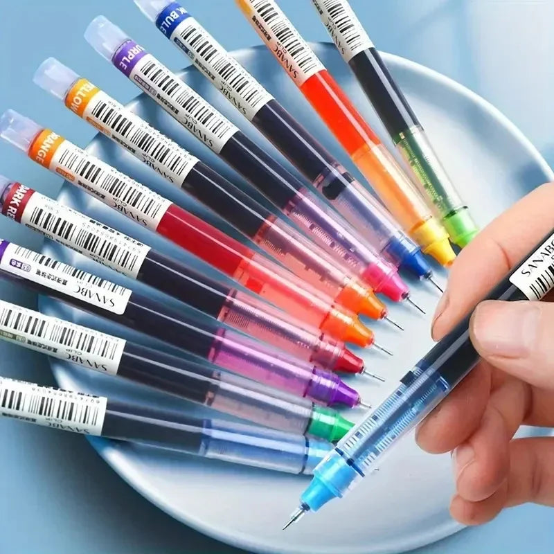 Kawaii Needle Gel Pens Black Blue Red Ink – 10-Pack Needle Gel Pens Qme