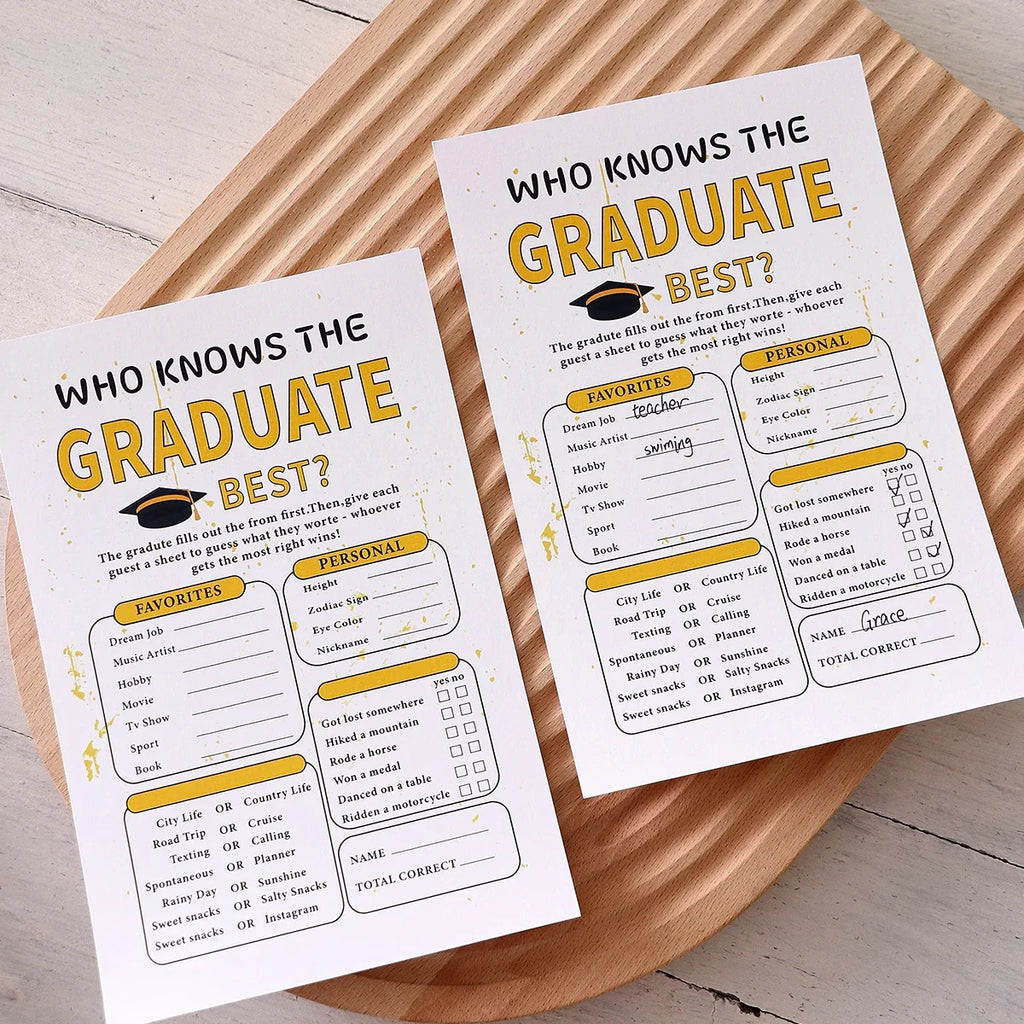 Graduation Game Cards – Creative Tabletop Party Set | 5 Colors Graduation Party Game Qme