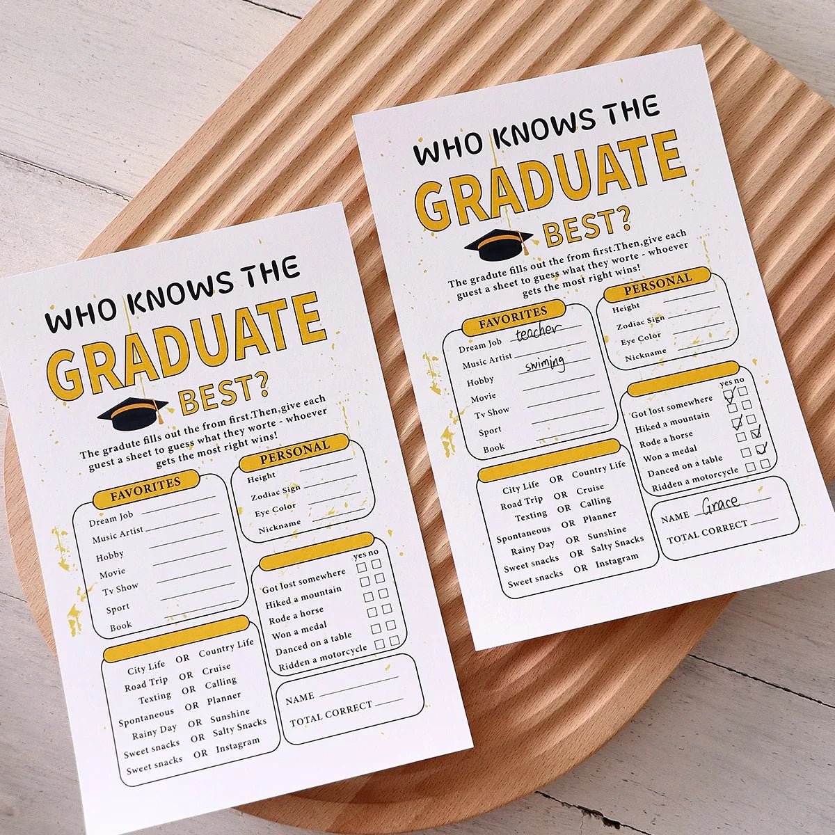 Graduation Game Cards – Creative Tabletop Party Set | 5 Colors Graduation Party Game Qme