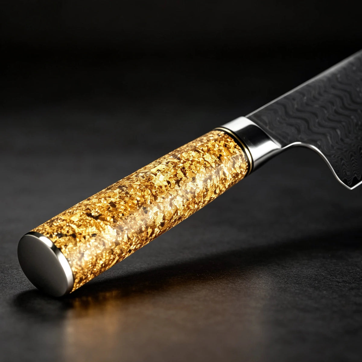 XITUO 7" Damascus Nakiri Knife – Gold Leaf Resin Handle Damascus Nakiri Knife Qst