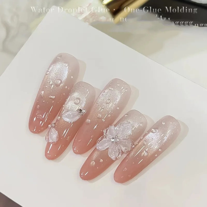 Qme Water Drop Nail Gel 3D Crystal Dew Effect No Wipe Top Coat 3D Nail Gel Top Coat Qme