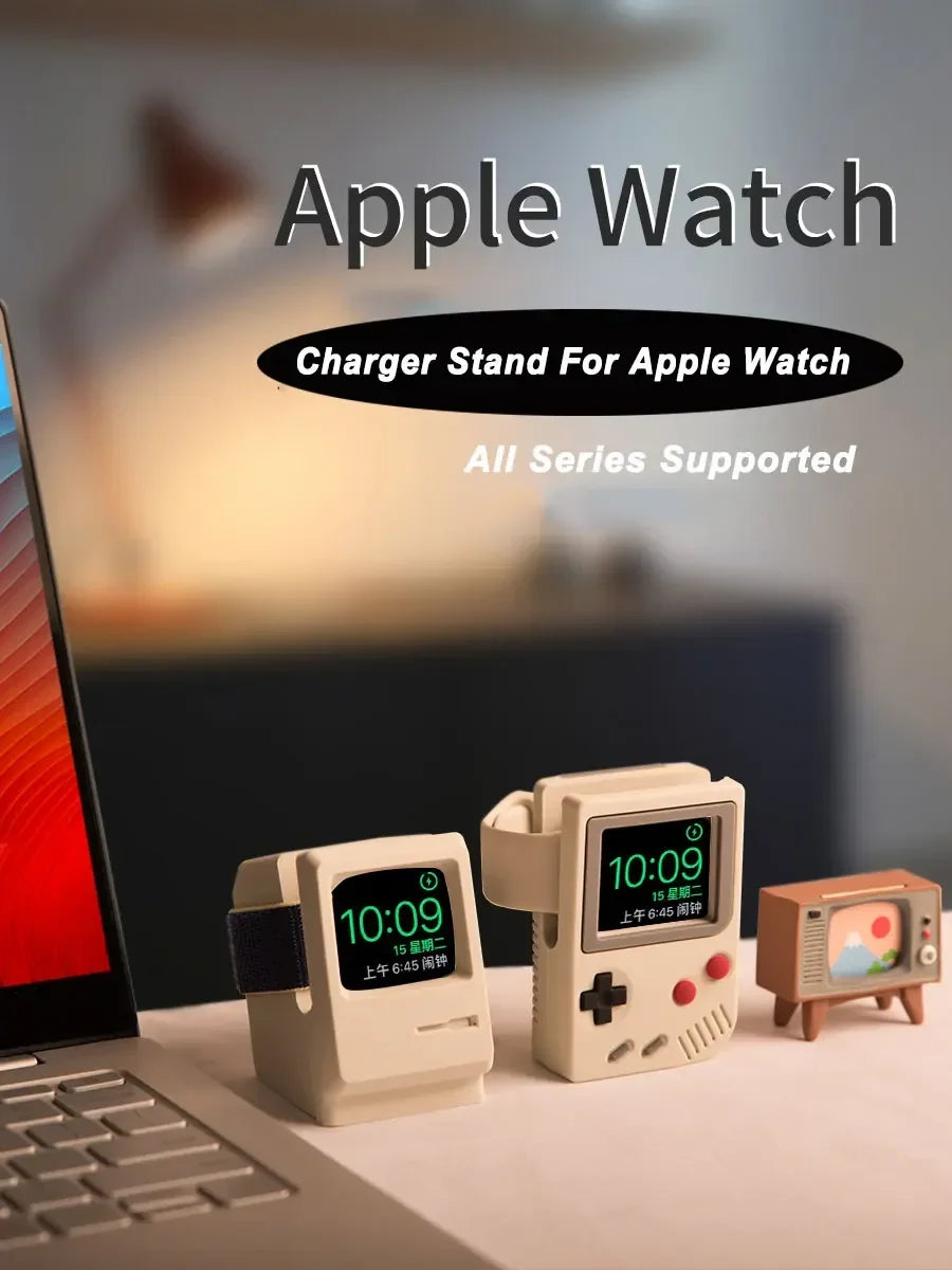 Apple Watch Charger Stand – Retro Silicone Desktop Holder Watch Charger Stand Qme