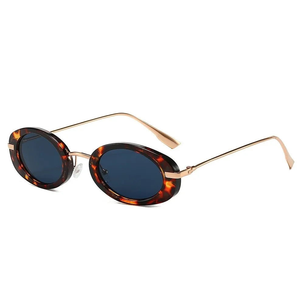 Vintage Retro Oval Sunglasses – Small Frame Classic Fashion Retro Oval Sunglasses Qme Style C