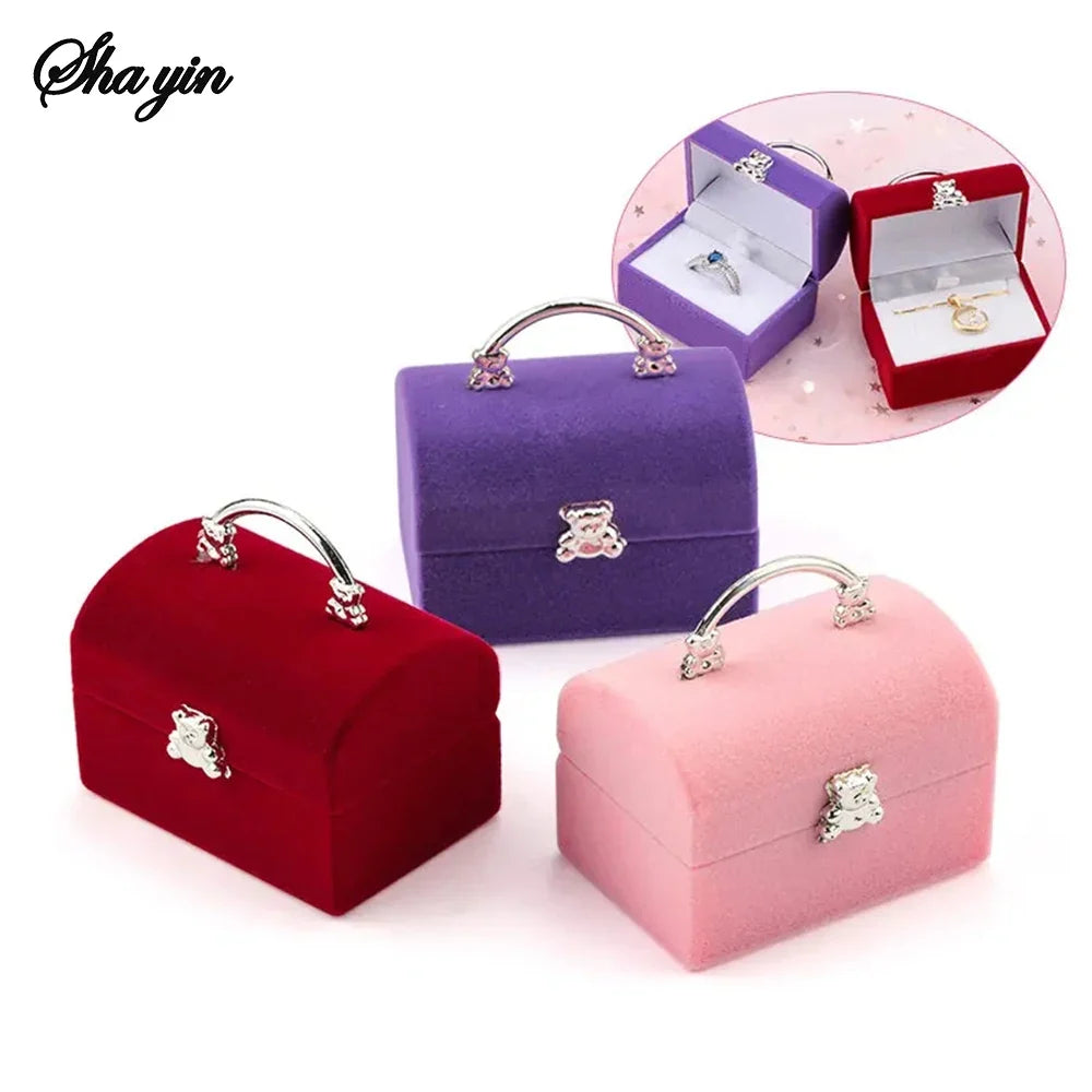 Velvet Bear Jewelry Box – Ring, Necklace & Gift Display Case Velvet Jewelry Box Qme