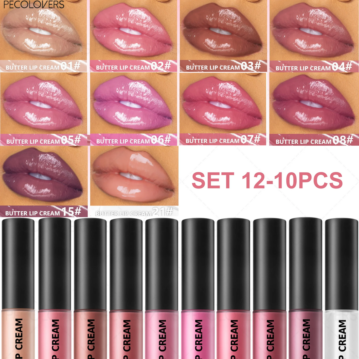 Buttery Lip Gloss 10-Piece Set – Silky, Hydrating & Colorful Lip Gloss Set Qme SET 12