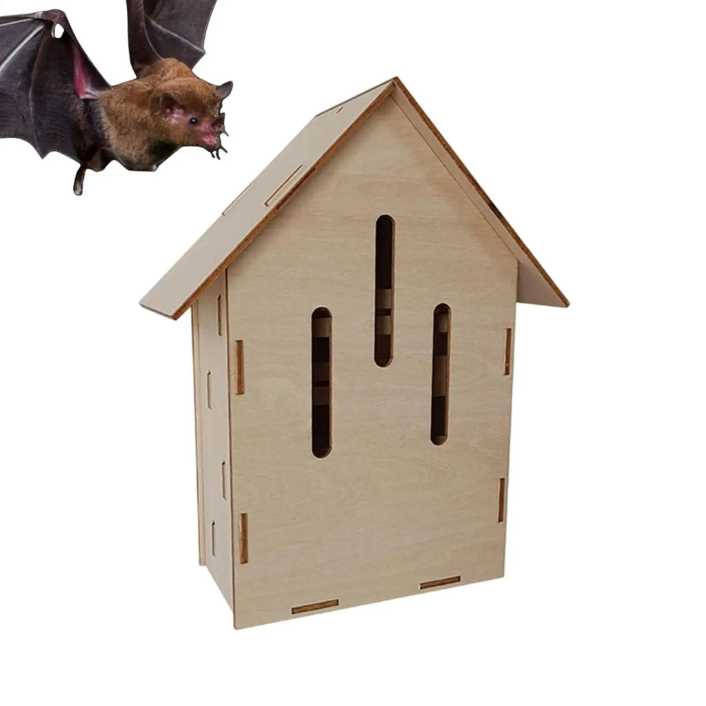 Wooden Bat House – Outdoor Wildlife Habitat for Garden & Yard Bat House Qst