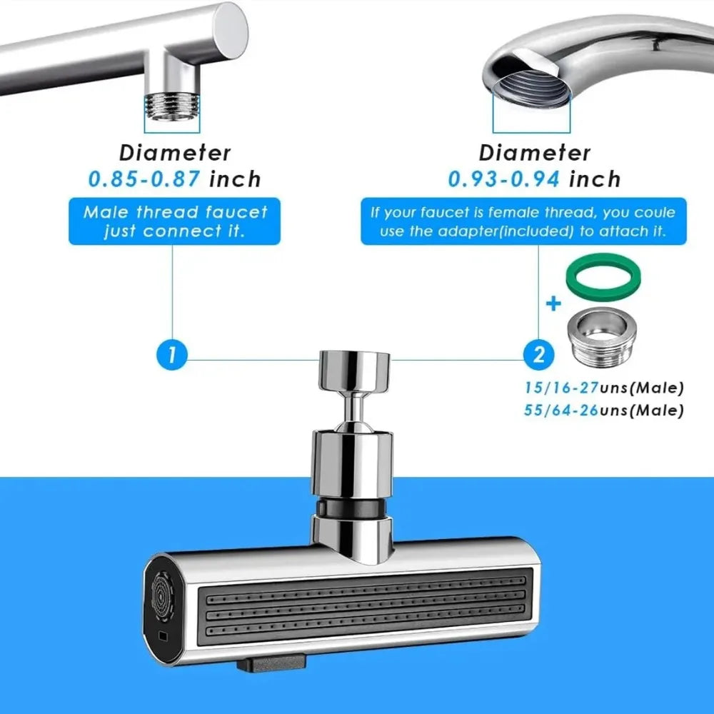 720° Swivel Waterfall Faucet Sprayer Head Filter Diffuser Faucet Diffuser Adapter Qme