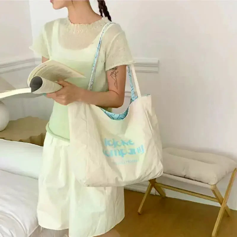 Reversible Canvas Tote Bag | Cute Pigeon Print, Large Capacity Canvas Tote Bag Qme