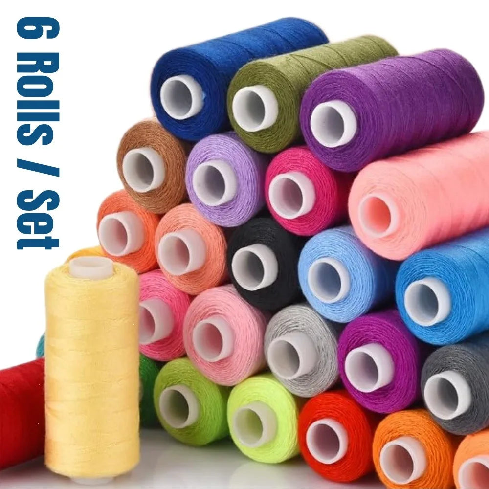 6-Roll Assorted Polyester Sewing Thread Set – Machine & DIY Sewing Thread Set Qme