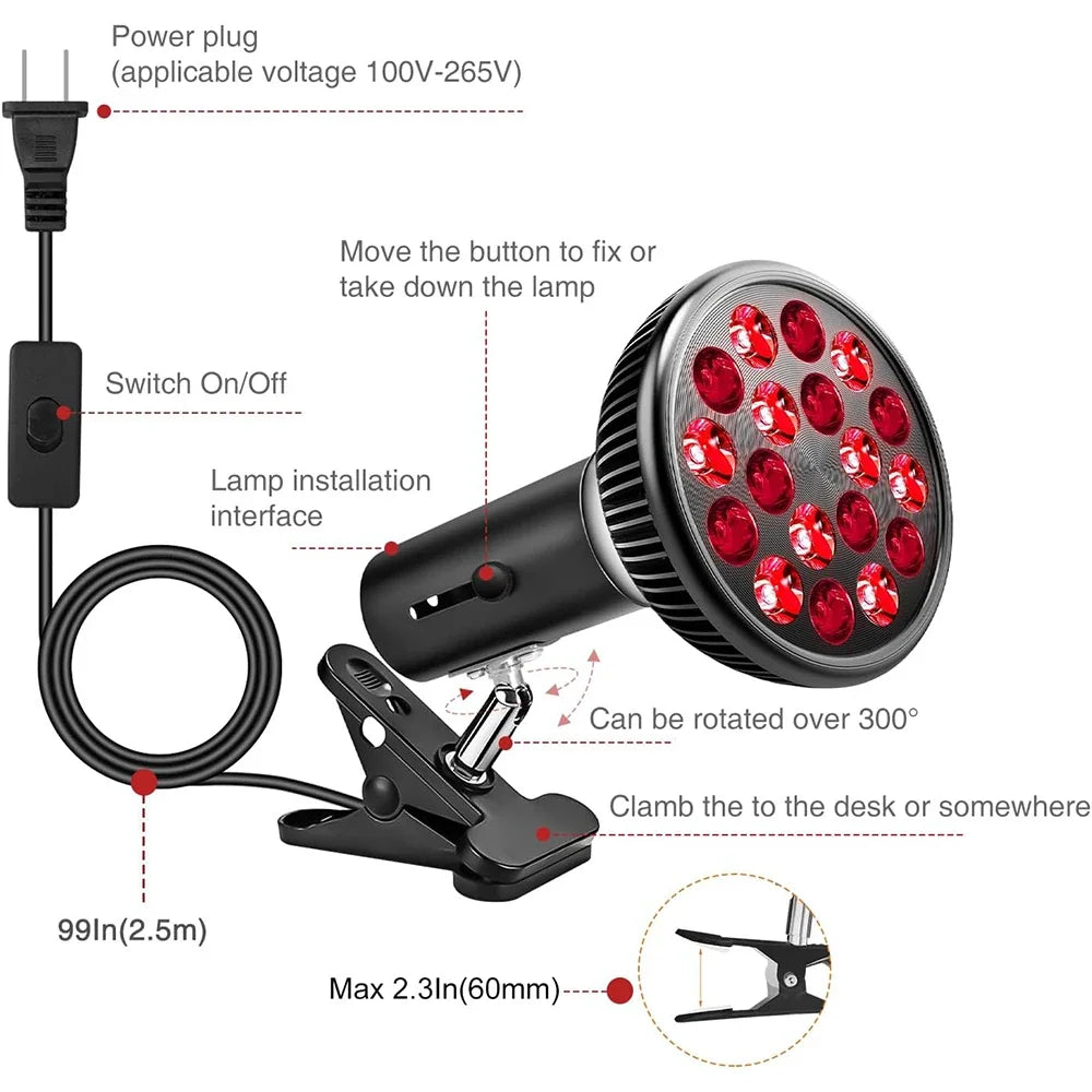 ZONGKUNG 54W Red Light Therapy Lamp – 660nm & 850nm LED Light Therapy Lamp Qst