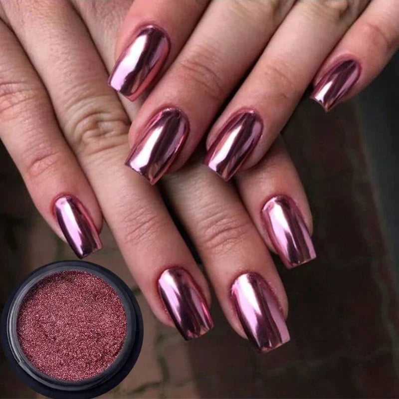 Magic Mirror Chrome Nail Powder – Metal Glitter Gel Polish Art Chrome Nail Powder Qme