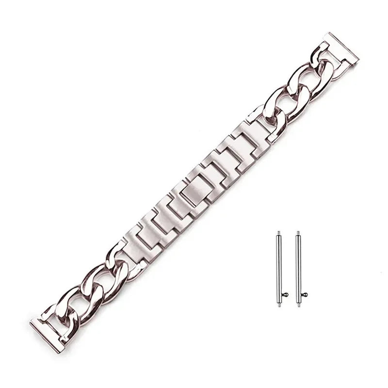 Metal Chain Bracelet for Samsung Galaxy Watch 4 5 6 & Huawei Smartwatch Band Qme starlight 20mm