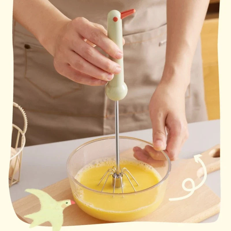 Semi-Automatic Stainless Steel Egg Beater & Whipped Cream Mixer Manual Egg Beater Qme