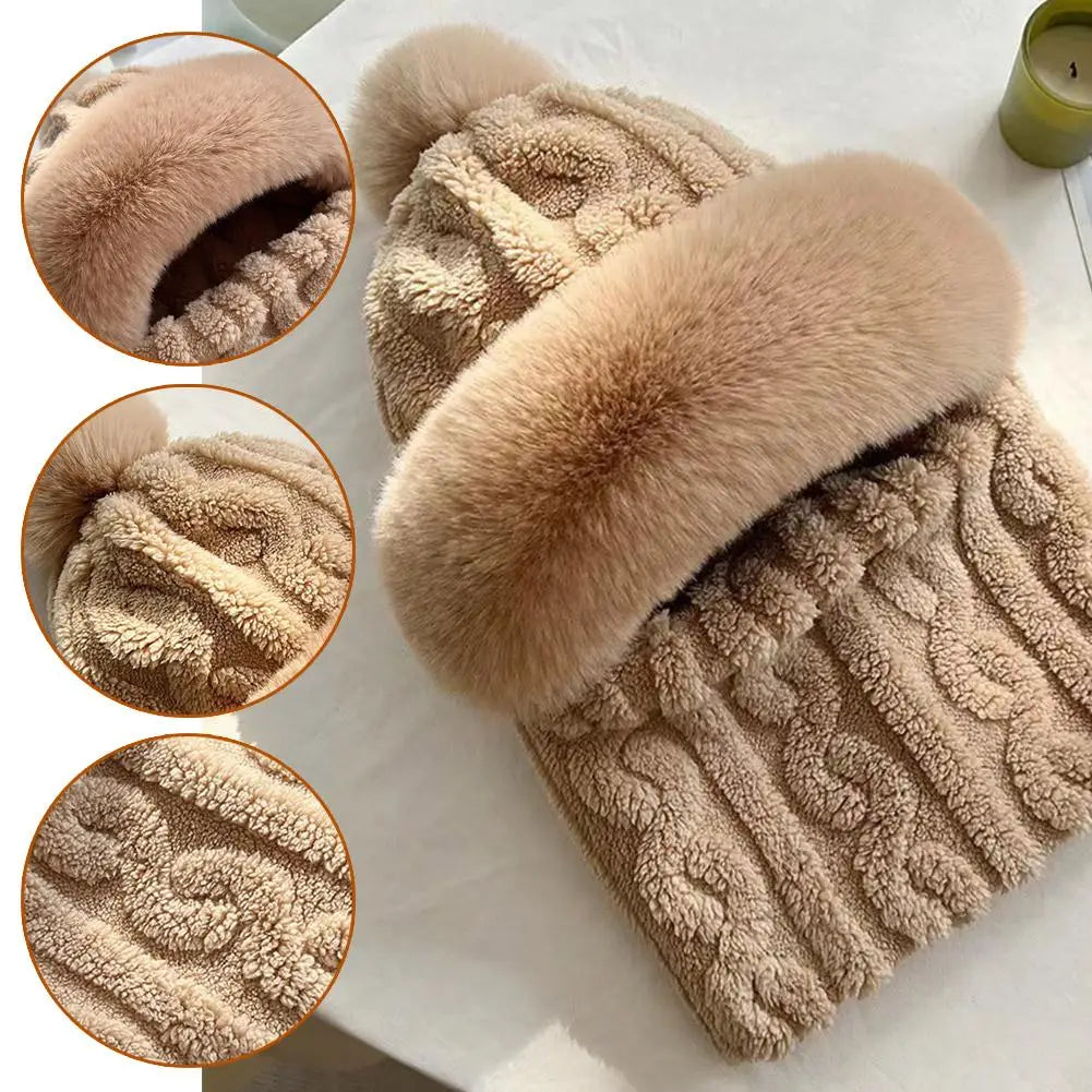 Women's Winter Thickened Scarf Mask with Ear Protection Winter Scarf Mask Qme