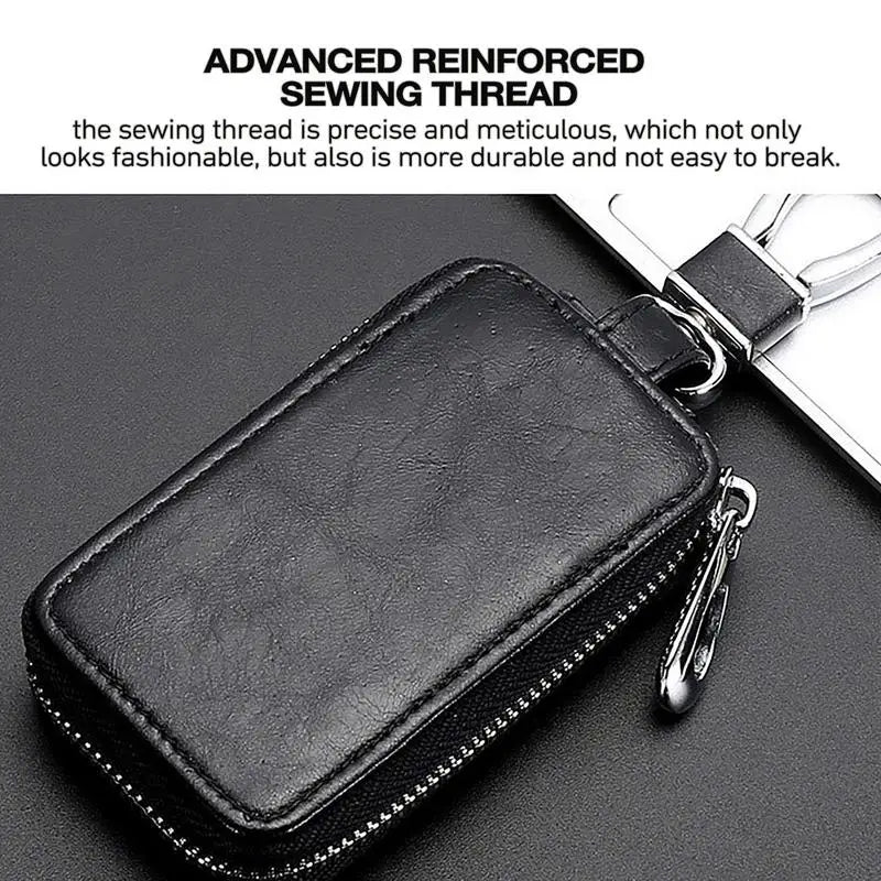 Leather Car Key Case – Key Fob Protector with Coin Holder Leather Key Case Qst
