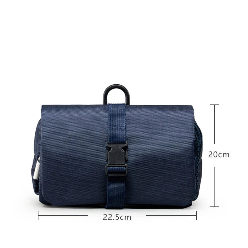 Large Folding Toiletry Bag with Hook | Travel Cosmetic Organizer Travel Toiletry Bag Qme Navy blue L