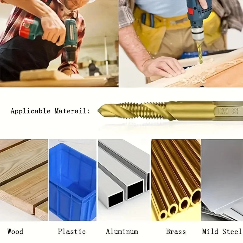 12-Pc HSS Hex Screw Drill Bit Set M3-M10 | Wood Metal Plastic HSS Drill Bit Set Qme