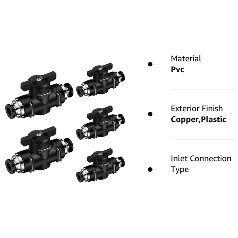 Pneumatic Ball Valve Push-Connect Fitting 10mm Air Flow Control Pneumatic Ball Valve Qme