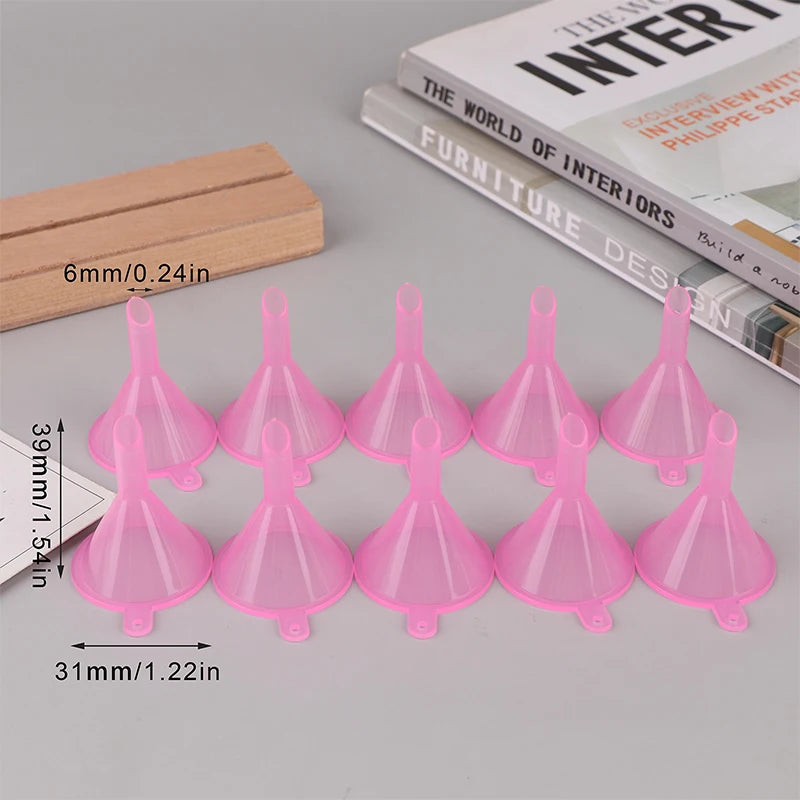 10Pcs Mini Funnels for Perfume, Essential Oil & Small Bottles Mini Filling Funnels Qst Pink