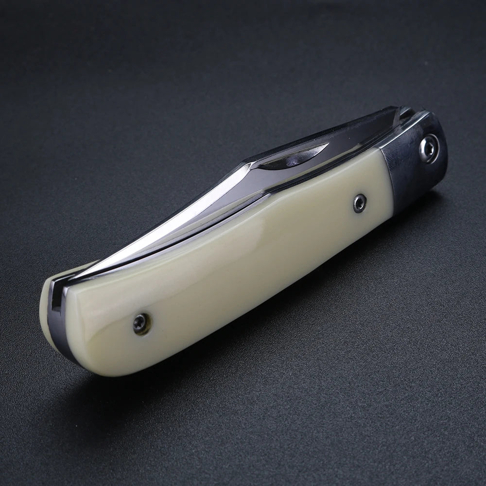 XUAN FENG Folding Knife – Bull Bone Handle 9CR17MOV Steel Folding Pocket Knife Qst