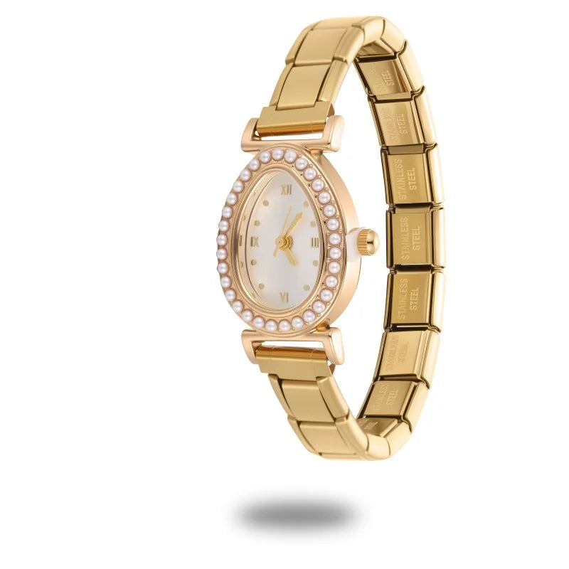 Shiny CZ Stainless Steel Watch Bracelet – Square, Round, Oval