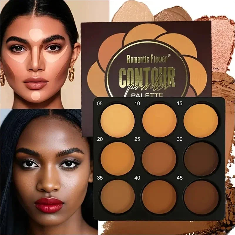 Dark Skin Tone 9-in-1 Face Palette | Waterproof Concealer Face Makeup Palette Qme