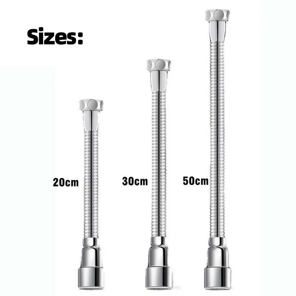 Stainless Steel Faucet Extender 360° Adjustable Hose Faucet Extender Hose Qme