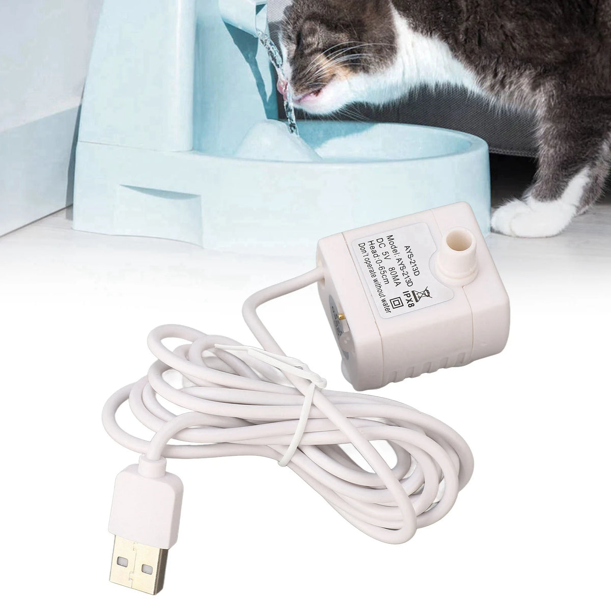 USB Pet Water Fountain Pump – Quiet Brushless Motor Replacement Fountain Pump Qst