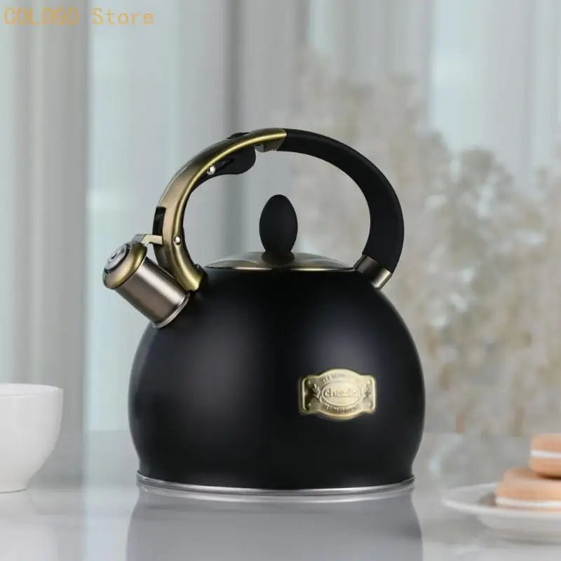 3L Rustproof Stainless Steel Whistling Tea Kettle – Quick Heat Stovetop Tea Kettle Qme